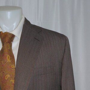 Anderson & Sheppard Savile Row Bespoke Brown Herringbone Sport Coat 42R